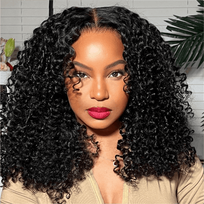 Tuneful Ready To Wear Glueless 6x4 Pre-Bleached Pre-Cut Pre-Plucked Lace Human Hair Kinky Curly Wigs