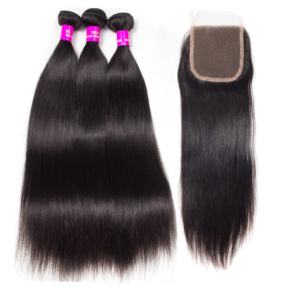 Straight Tuneful 3 Bundles With 4x4/5x5 Lace Closure  display picture 3