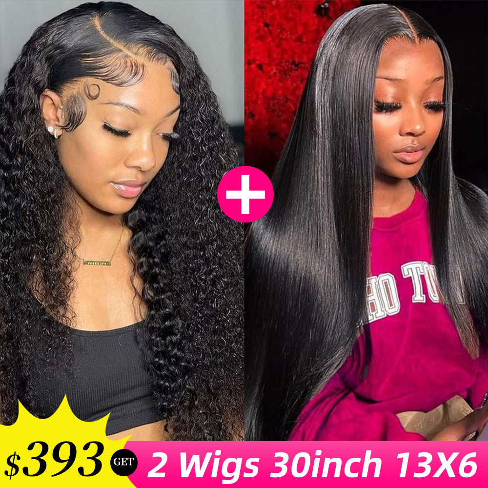 2Wigs 13x6] Jerry Curly & Straight 30 Inches Lace Frontal Wigs