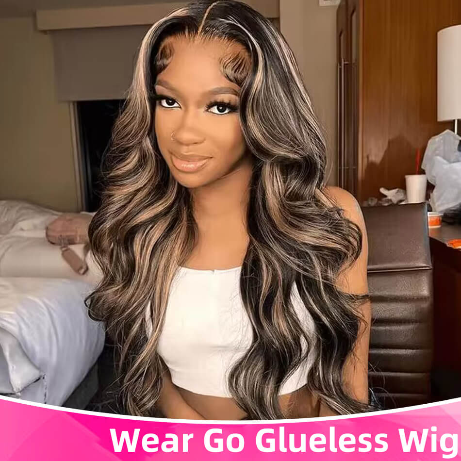 Tuneful Glueless Ready To Wear Highlight Blonde Color Body Wave Wigs Human Hair