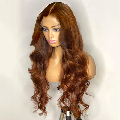 Tuneful Glueless Copper Brown Colored 13x6 5x5 4x6 Lace Front Closure Human Hair Wigs Body Wave Frontal Wigs