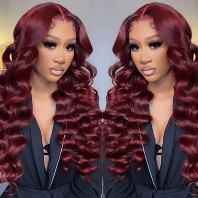 Tuneful Glueless 99j Colored 13x6 5x5 4x6 Lace Frontal Closure Human Hair Wigs Body Wave Wigs 180% Density