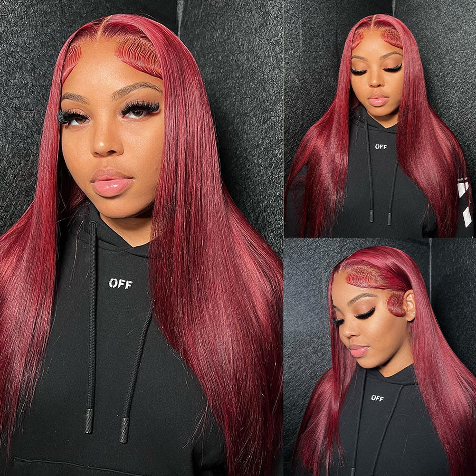 Tuneful Super Deal 99j Burgundy Color 4x6 Ready Go 13x4 Lace Front Human Hair Wigs Straight Wigs queenleora Recommend