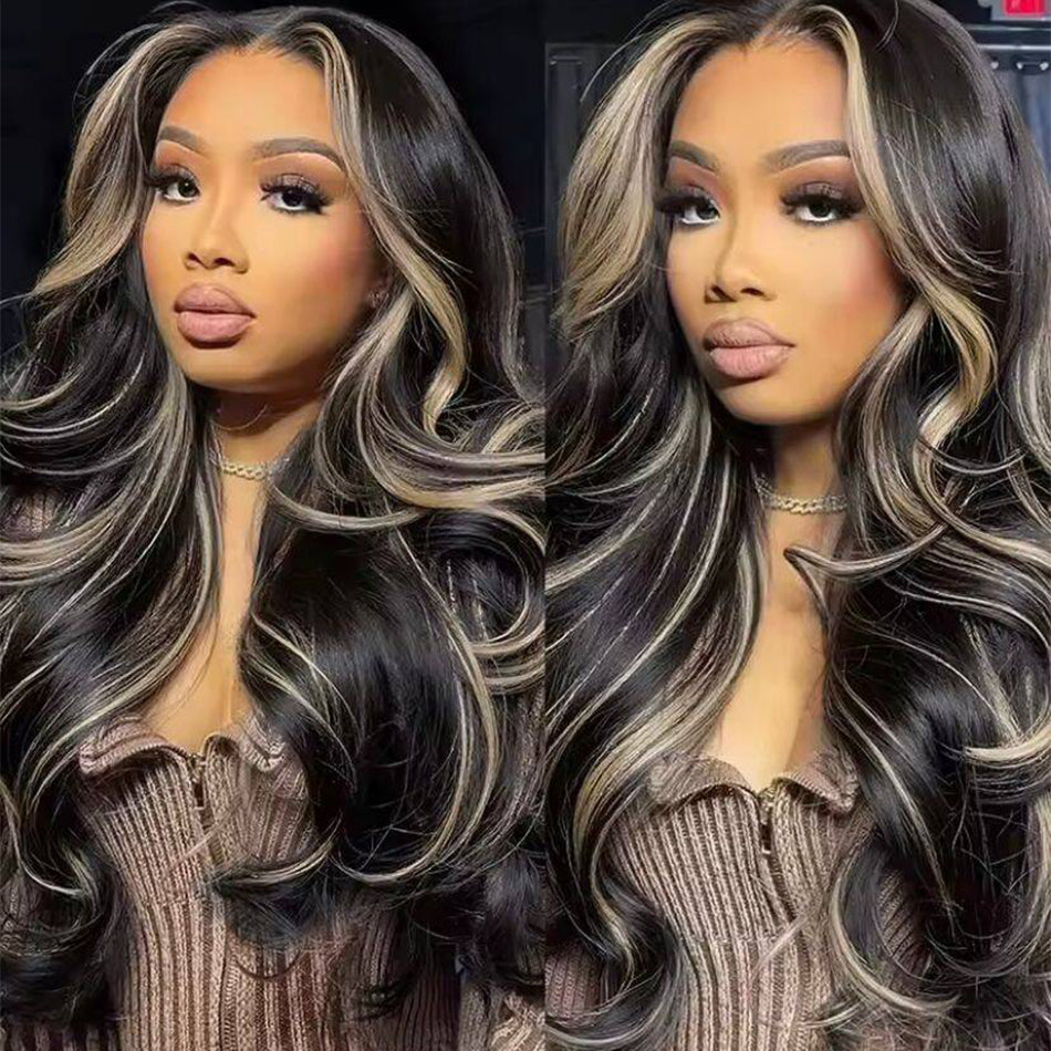 Tuneful 210% Undetectable HD Lace #1B/27 Honey Blonde Highlight 13×4 Full Frontal Wigs 5x5 HD Lace Body Wave Wigs