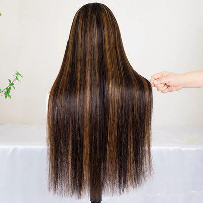 Tuneful 210% Density Highlight 1B/30# Colored Undetectable HD 5x5 13x4 Full Lace Frontal Closure Body Wave Straight Human Hair Wigs