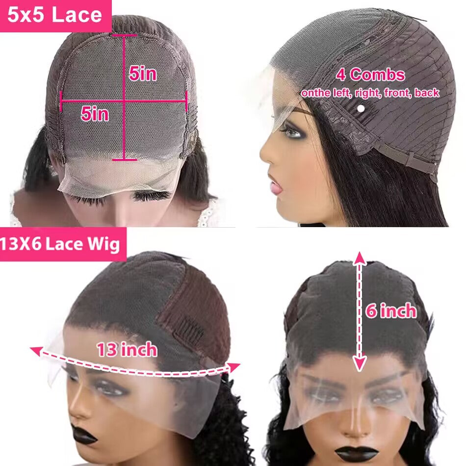 Tuneful Kinky Curly 13x6 Transparent Lace Front Human Hair Wigs Skin Melt 5x5 closure wigs
