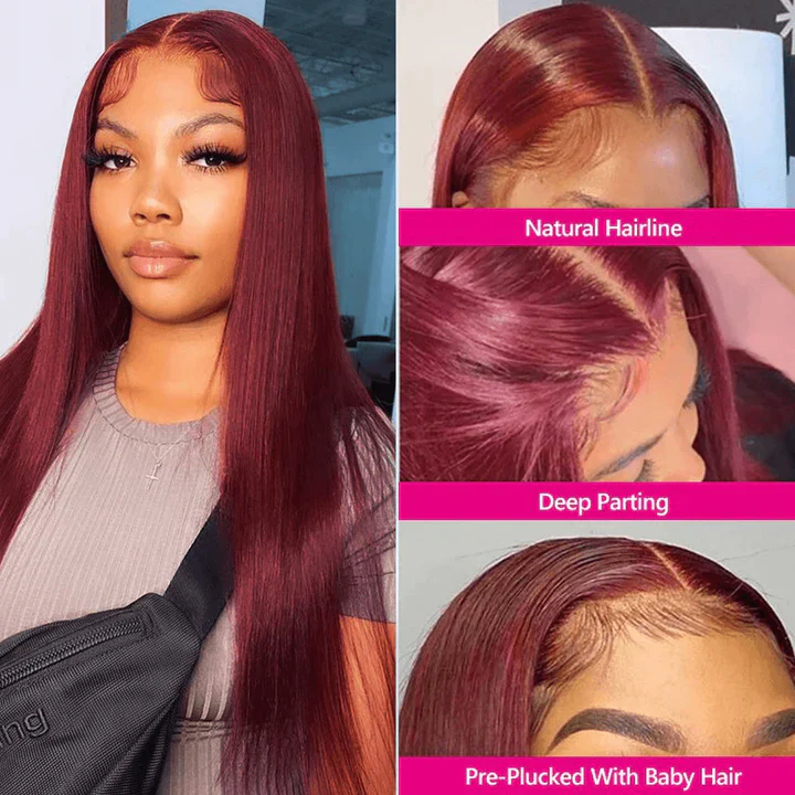 Tuneful Super Deal 99j Burgundy Color 4x6 Ready Go 13x4 Lace Front Human Hair Wigs Straight Wigs queenleora Recommend