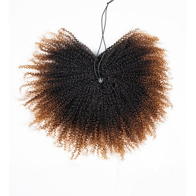 Dip-dyed Coily Curly Ombre Brown Colored 3 In 1 Half Wig ( Can be weared in half wig / headband wig / ponytail )
