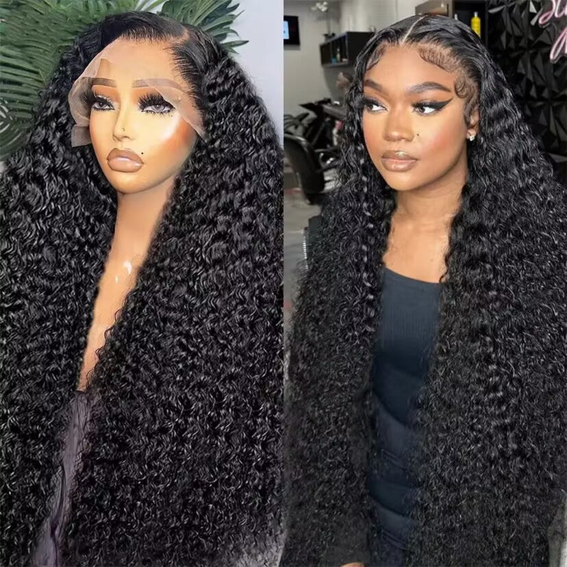 [2Wigs 13x6] Blonde Straight & Natural Black Jerry Curly 30 Inches Lace Frontal Wigs