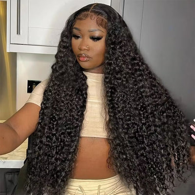 [2Wigs 13x6] Blonde Straight & Natural Black Jerry Curly 30 Inches Lace Frontal Wigs