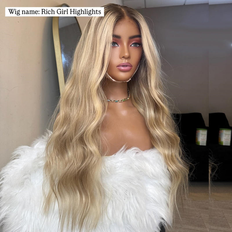 -43% Rich Girl Blonde Tuneful Professional Toned Colored Rich Girl Vibe Balayage Blonde Highlight HD Transparent Lace Fr