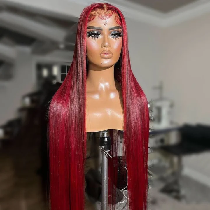 Tuneful Glueless Red Balayage Color 13x6 6x5 Lace Frontal Closure Human Hair Wigs