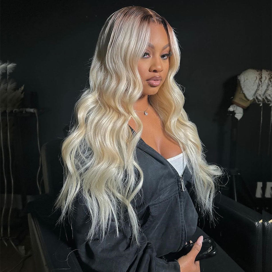 Tuneful Pre-Toned Ombre Blonde 4/613 Colored 13x6 Lace Front Human Hair 613 Frontal Wigs 250% Density