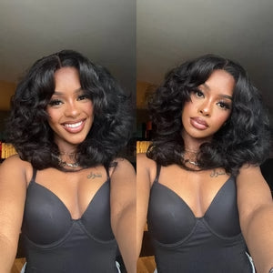 Tuneful 250% Density Curtain Bang Layered Cut Glueless Lace Wig