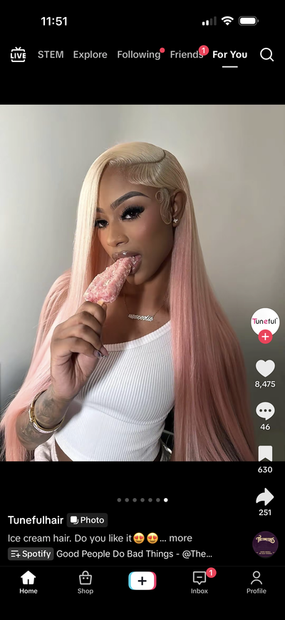 Tuneful Special Customise Ombre Pink Colored 13x6 Lace Front Human Hair 613 Frontal Wigs 250% Density for client @mjmutesva@gmail.com