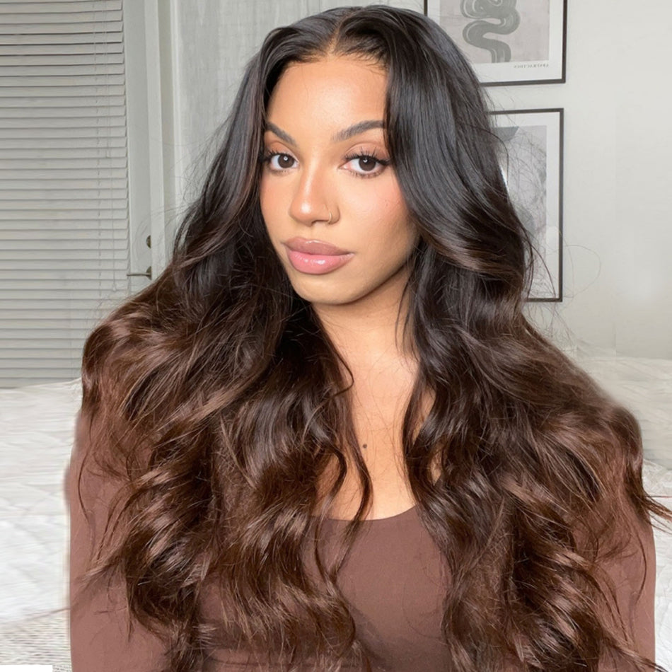 Tuneful Ombre Brown Colored 13x6 Lace Front Human Hair Wigs 6x5 Glueless Wigs