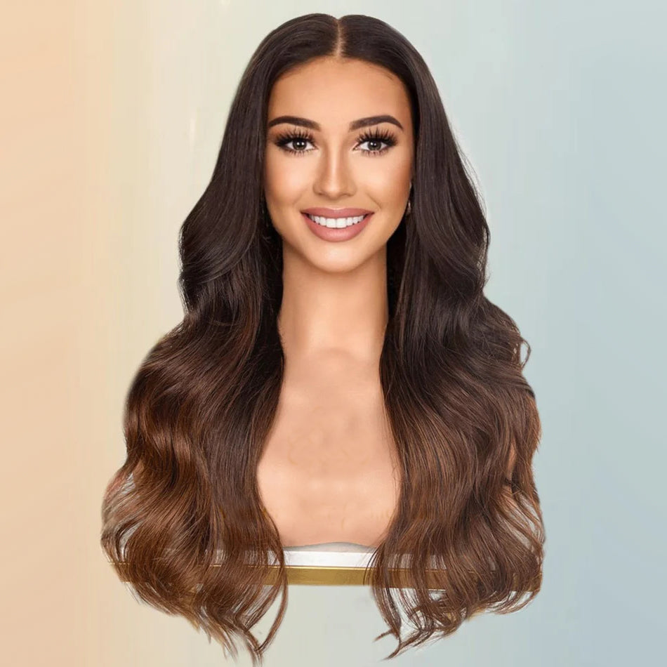 Tuneful Ombre Brown Colored 13x6 Lace Front Human Hair Wigs 6x5 Glueless Wigs