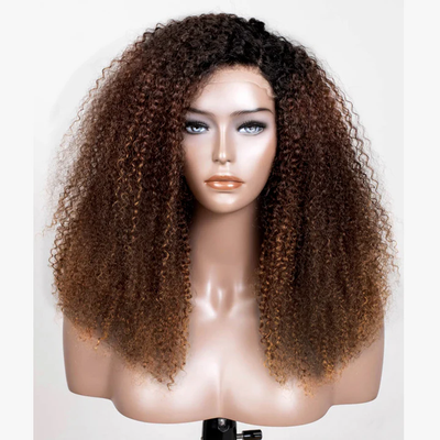 Super Deal Summer Style Ombre Brown Colored Curly 6x5 Wear Go Glueless Lace Human Hair Wigs