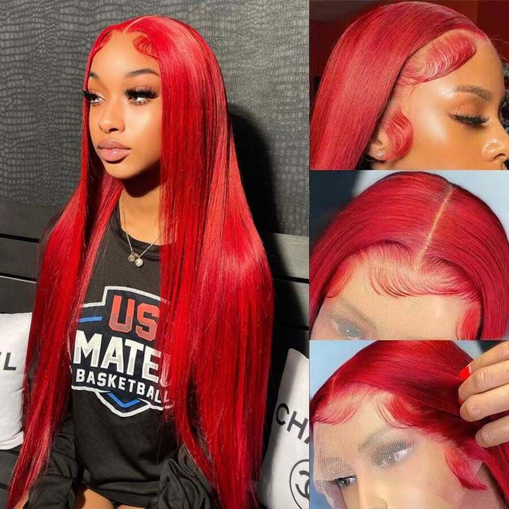 Tuneful Super Deal Red Colored 13x4 Lace Front Human Hair Wigs queenleora Recommend