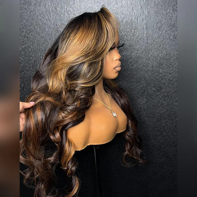 Tuneful Brown Highlight Colored Lace Front Closure Body Wave Wig
