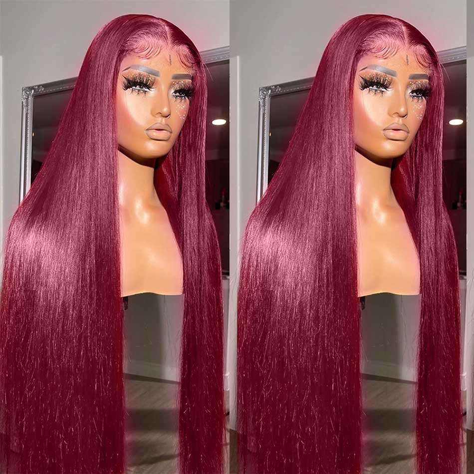 Tuneful Super Deal 99j Burgundy Color 13x4 Lace Front Human Hair Wigs Straight Wigs bigekane Recommend
