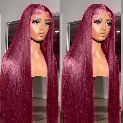 Tuneful Super Deal 99j Burgundy Color 13x4 Lace Front Human Hair Wigs Straight Wigs bigekane Recommend
