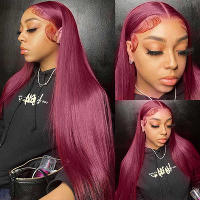 Tuneful Super Deal 99j Burgundy Color 4x6 Ready Go 13x4 Lace Front Human Hair Wigs Straight Wigs queenleora Recommend