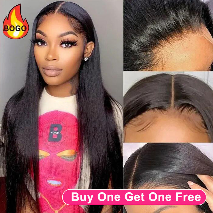 Tuneful Straight 13x4 13x6 Transparent Lace Frontal Human Hair 180% Density Wigs Bogo Deal