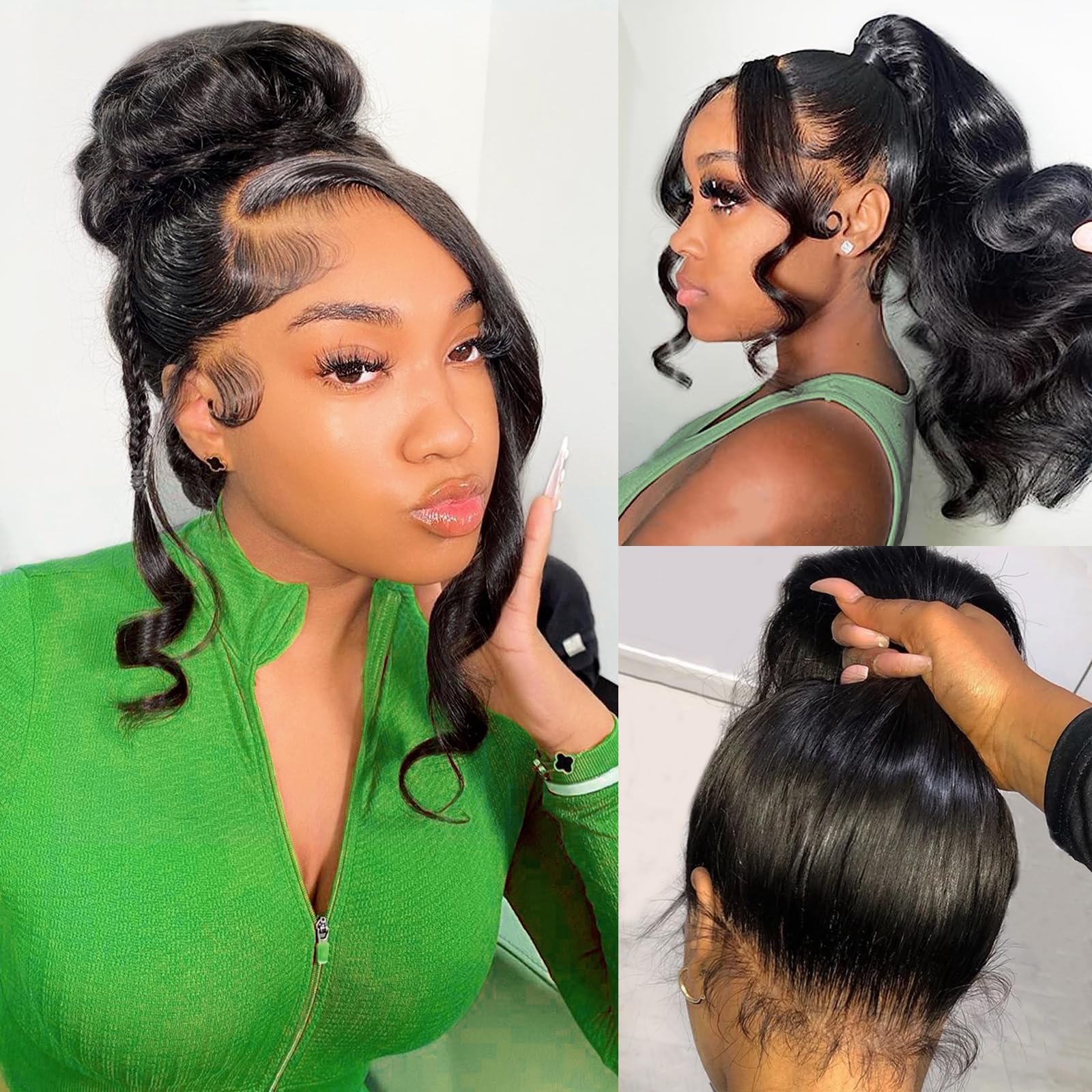Tuneful New 360 Lace Frontal Wigs Curly Human Hair Wigs Invisi-String ...