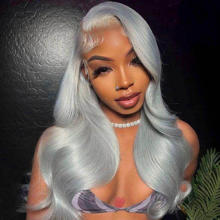 Tuneful Special Customise Grey Colored 13x4 13x6 HD Lace Front Human Hair 613 Frontal Wigs 180% Density