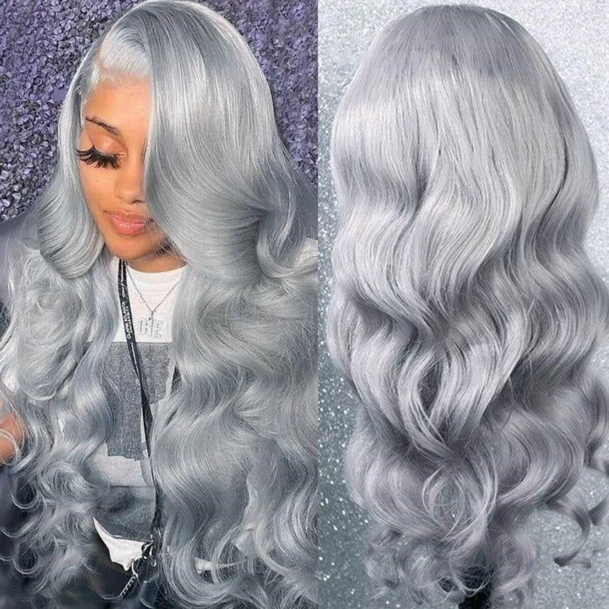 Tuneful Special Customise Grey Colored 13x4 13x6 HD Lace Front Human Hair 613 Frontal Wigs 180% Density