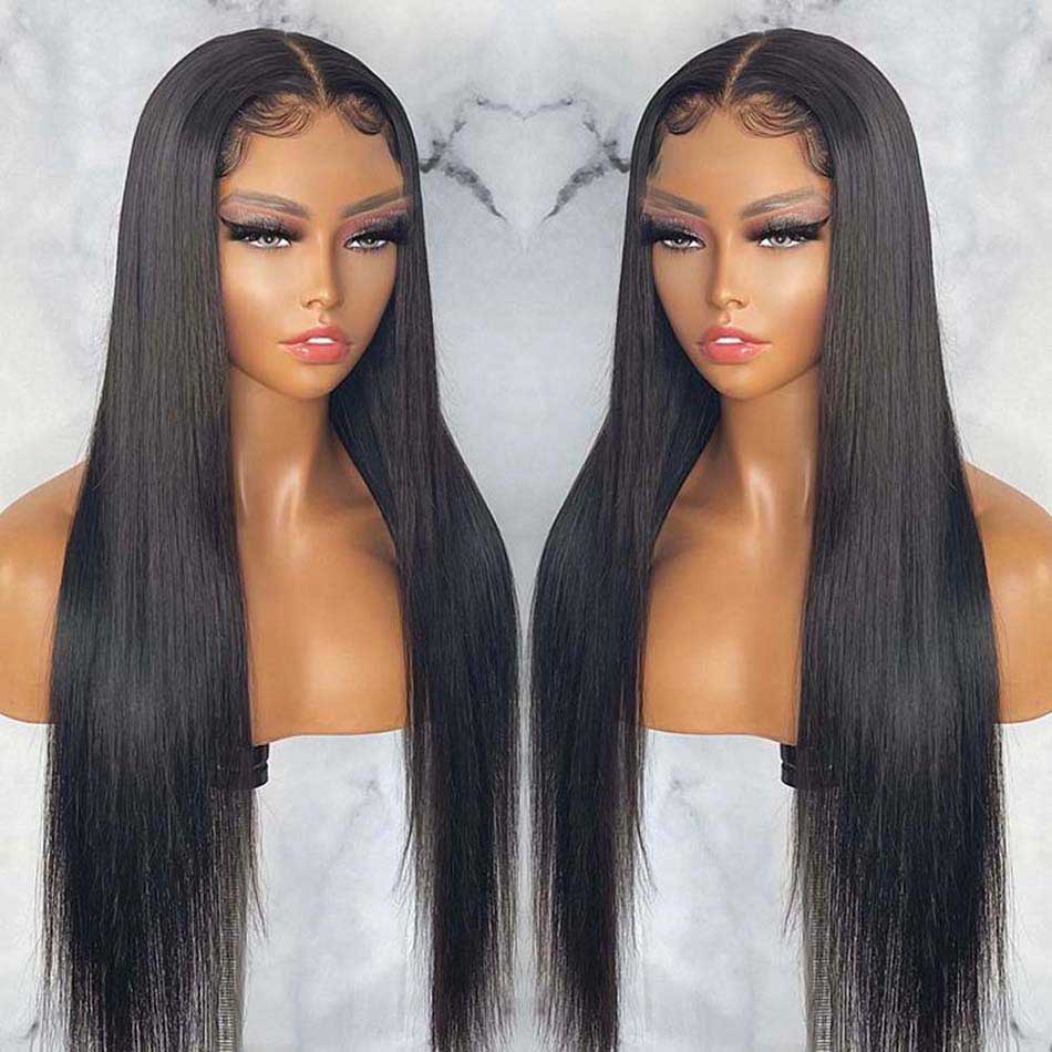 Tuneful Ready To Wear Glueless 6x4 Pre-Bleached Pre-Cut Pre-Plucked Lace 13x6 Lace Front Human Hair Straight Wigs