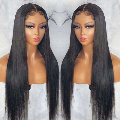 Tuneful Ready To Wear Glueless 6x4 Pre-Bleached Pre-Cut Pre-Plucked Lace 13x6 Lace Front Human Hair Straight Wigs