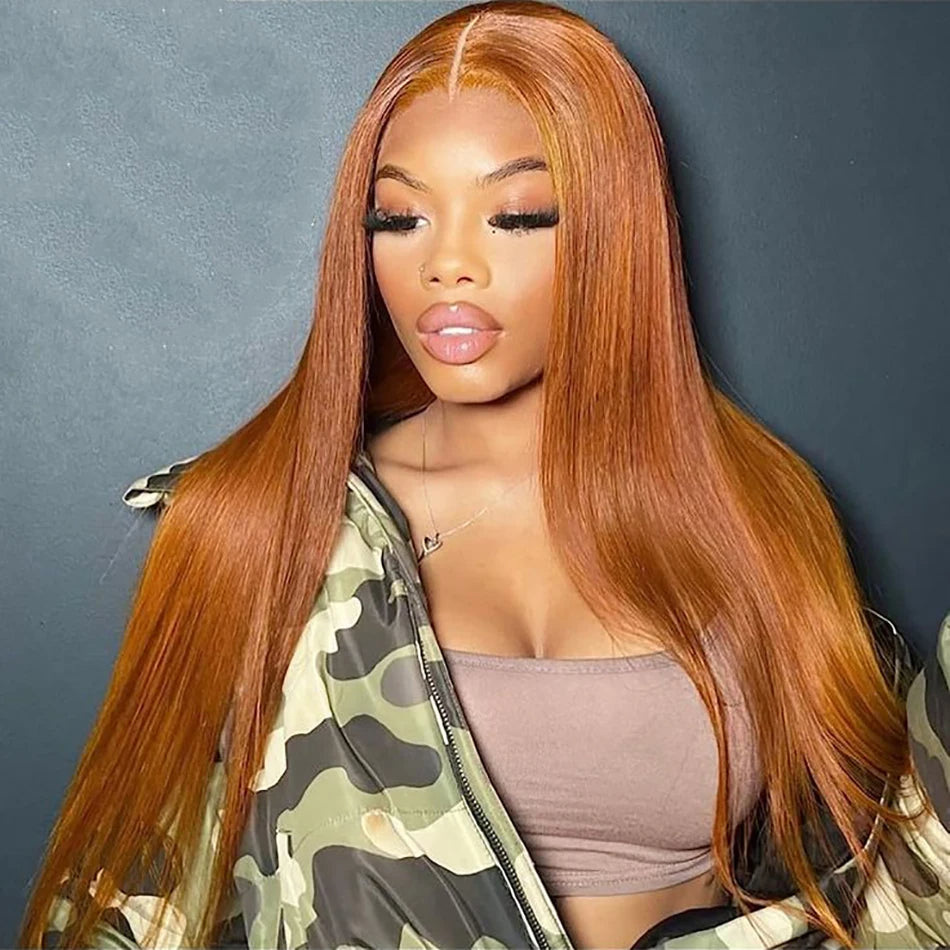 Tuneful Super Deal Ginger Colored 4x6 Ready Go 13x6 Lace Frontal Human Hair Wigs 180% Density Ekane Recommened