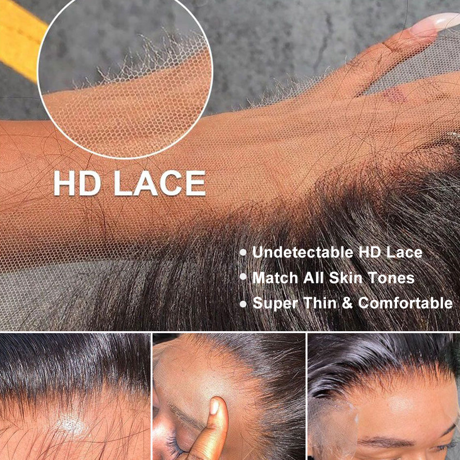 Tuneful 210% Density Highlight 4/27# Colored Undetectable HD 5x5 13x4 Full Lace Frontal Closure Body Wave Straight Human Hair Wigs