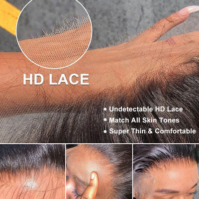 Tuneful 210% Density Highlight 1B/30# Colored Undetectable HD 5x5 13x4 Full Lace Frontal Closure Body Wave Straight Human Hair Wigs