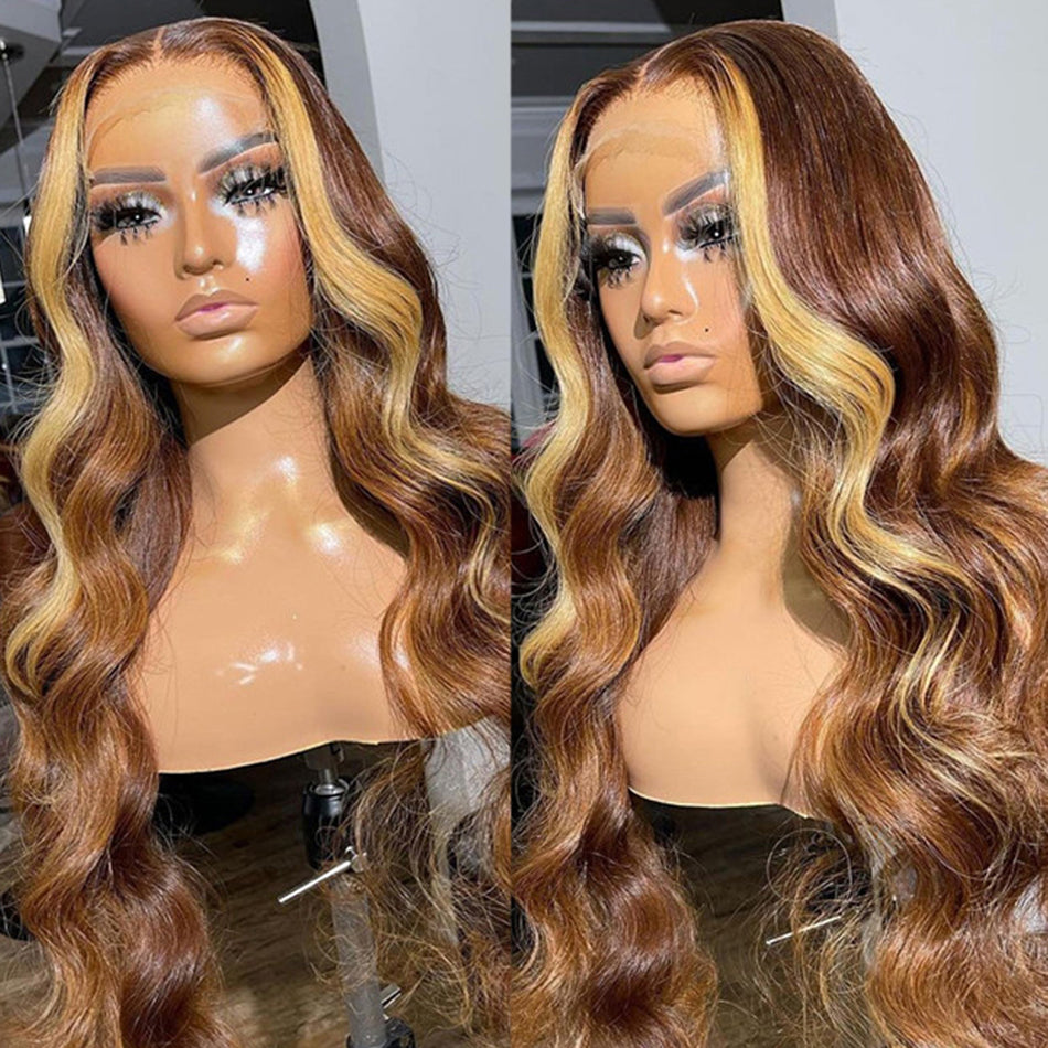 Tuneful HD Lace Highlight Blonde Colored Human Hair Wigs Glueless Wigs Body Wave