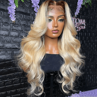 Tuneful Ombre Blonde 4/613 Colored 13x4 13x6 Lace Front Human Hair 613 Frontal Wigs 180% Density