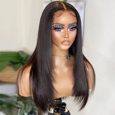 Tuneful Layer Cut Straight Glueless 6x5 13x6 Lace Front Closure Human Hair Wigs 210% Density