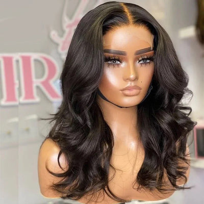 Tuneful Glueless 4x6 13x6 Lace Closure Frontal Body Wave Shoulder Length Wigs