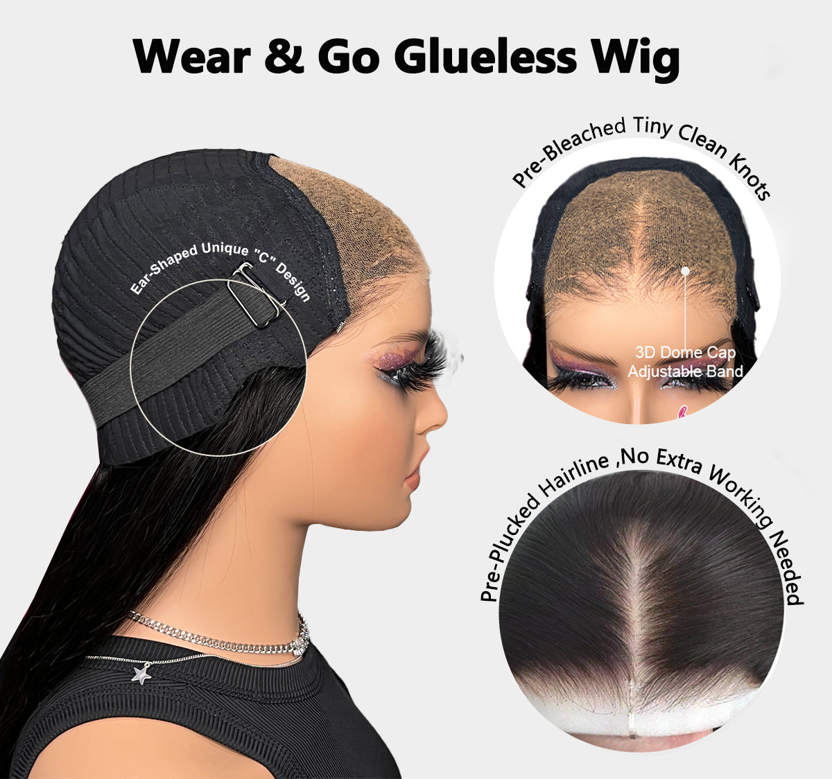 Tuneful Glueless Wigs Human Hair Ready To Wear Highlight Color 1B/27 Straight Wigs