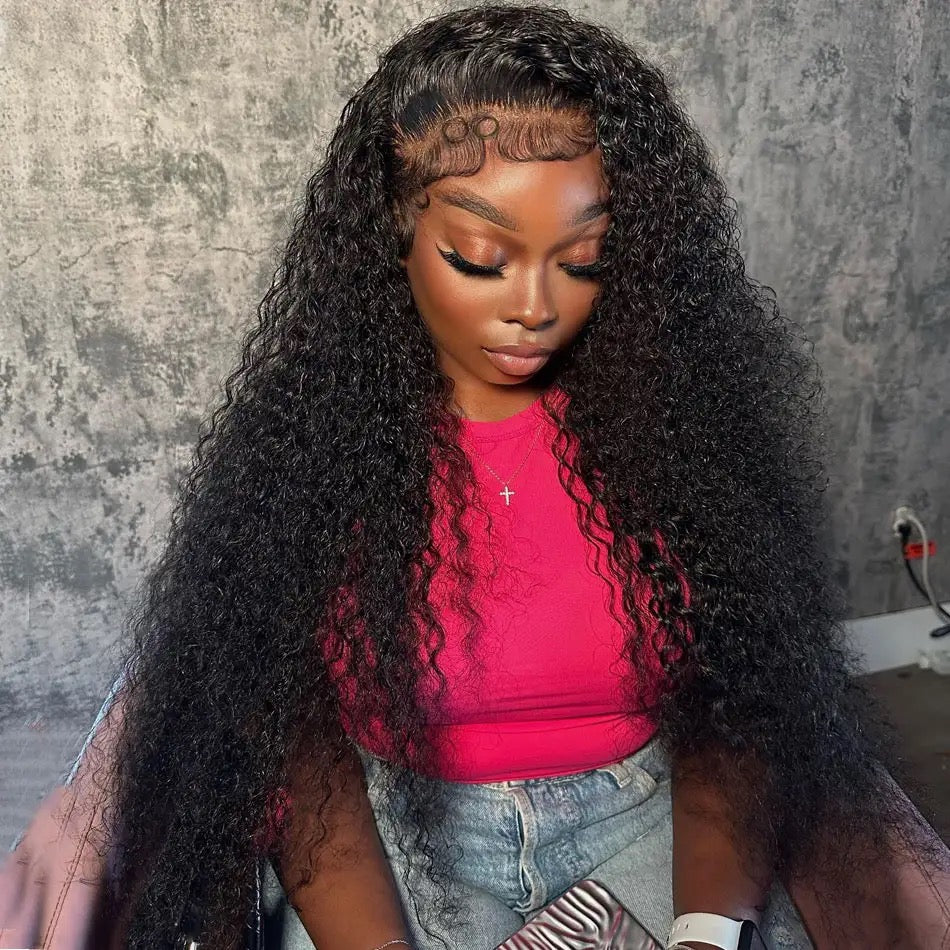 Tuneful 13x6 Transparent Lace Front Human Hair Wigs Malaysian Jerry Curly Wigs
