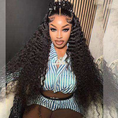 Tuneful 13x6 Transparent Lace Front Human Hair Wigs Malaysian Jerry Curly Wigs