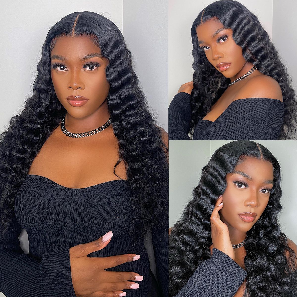 Tuneful 13X4 Undetectable HD Full Frontal Lace Human Hair Wigs Loose Deep Wave