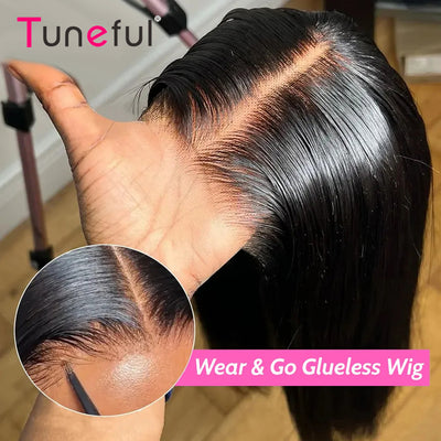 Tuneful Ready To Wear Glueless 6x4 Pre-Bleached Pre-Cut Pre-Plucked Lace Human Hair Straight Wigs