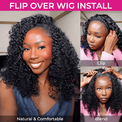 Kinky Curly 3 In 1 Half Wig ( Can be weared in half wig / headband wig / ponytail )