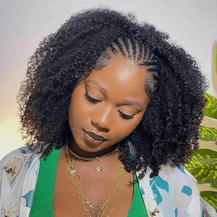 Afro Kinky Curly 3 In 1 Half Wig ( Can be weared in half wig / headband wig / ponytail )