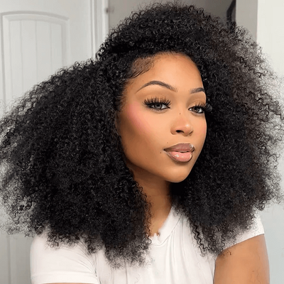 Afro Kinky Curly 3 In 1 Half Wig ( Can be weared in half wig / headband wig / ponytail )