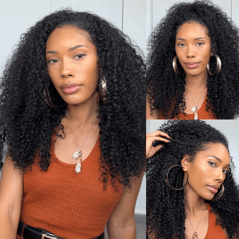 Kinky Curly 3 In 1 Half Wig ( Can be weared in half wig / headband wig / ponytail )