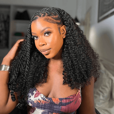 Kinky Curly 3 In 1 Half Wig ( Can be weared in half wig / headband wig / ponytail )